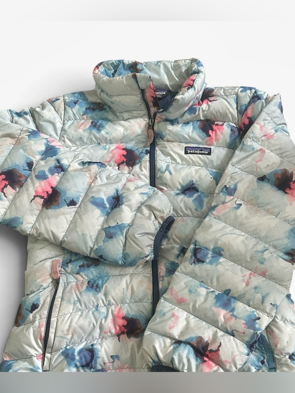 Patagonia Down Floral Puffer Coat Jacket Youth Girl XL 14